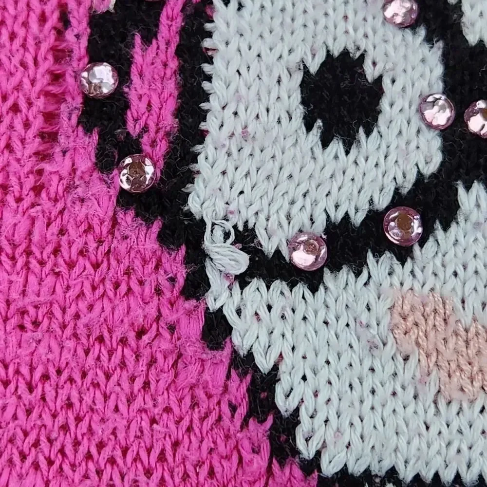 🔺️Pink Rhinestone Bunny Long Sleeve Sweater Youth Small